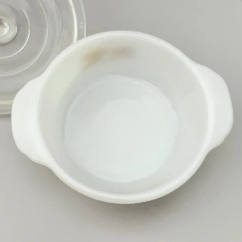 Fire-King Casserole Dish 1 Pint White Wheat Pattern Milk Glass Lid Vintage USA